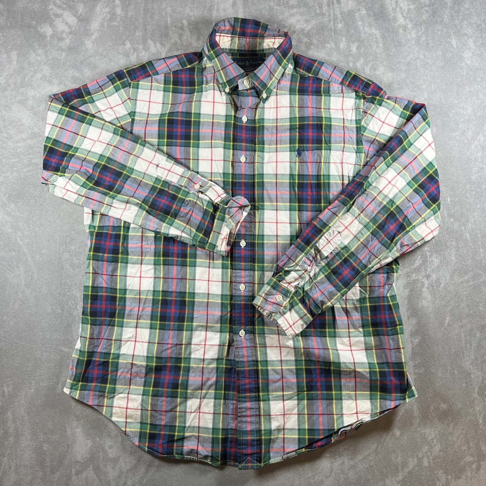 Ralph Lauren Classic Fit Plaid Button Down Shirt Mens XL Multi Color Pony Logo